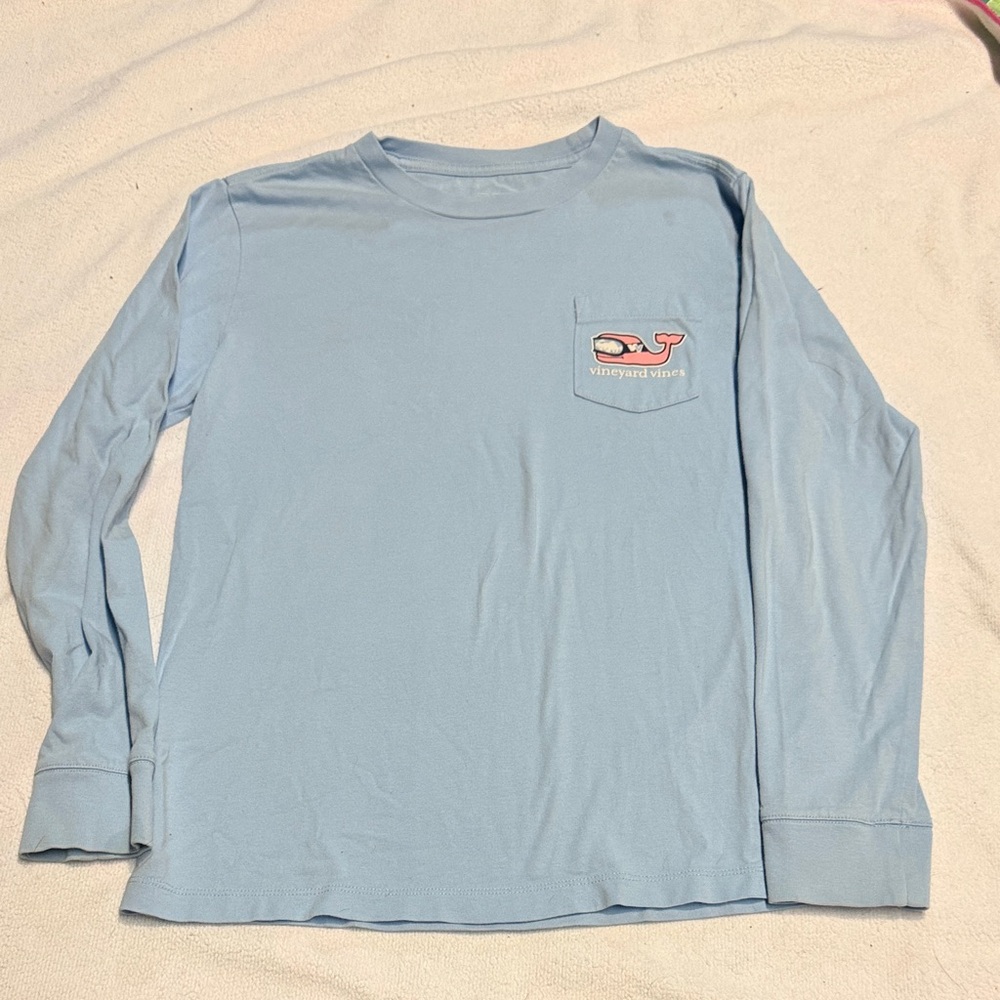 Vineyard Vines Sky Blue Whale Pocket Tee